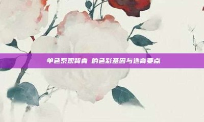 ‌单色系观背青鳉的色彩基因与选育要点‌