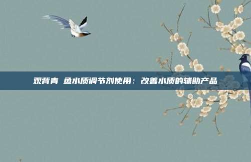 观背青鳉鱼水质调节剂使用：改善水质的辅助产品